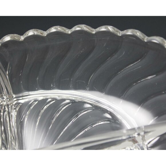 Fostoria Colony 3-Part Divided Relish Dish 13" Clear Swirl Pattern 2412 - Picture 6 of 6